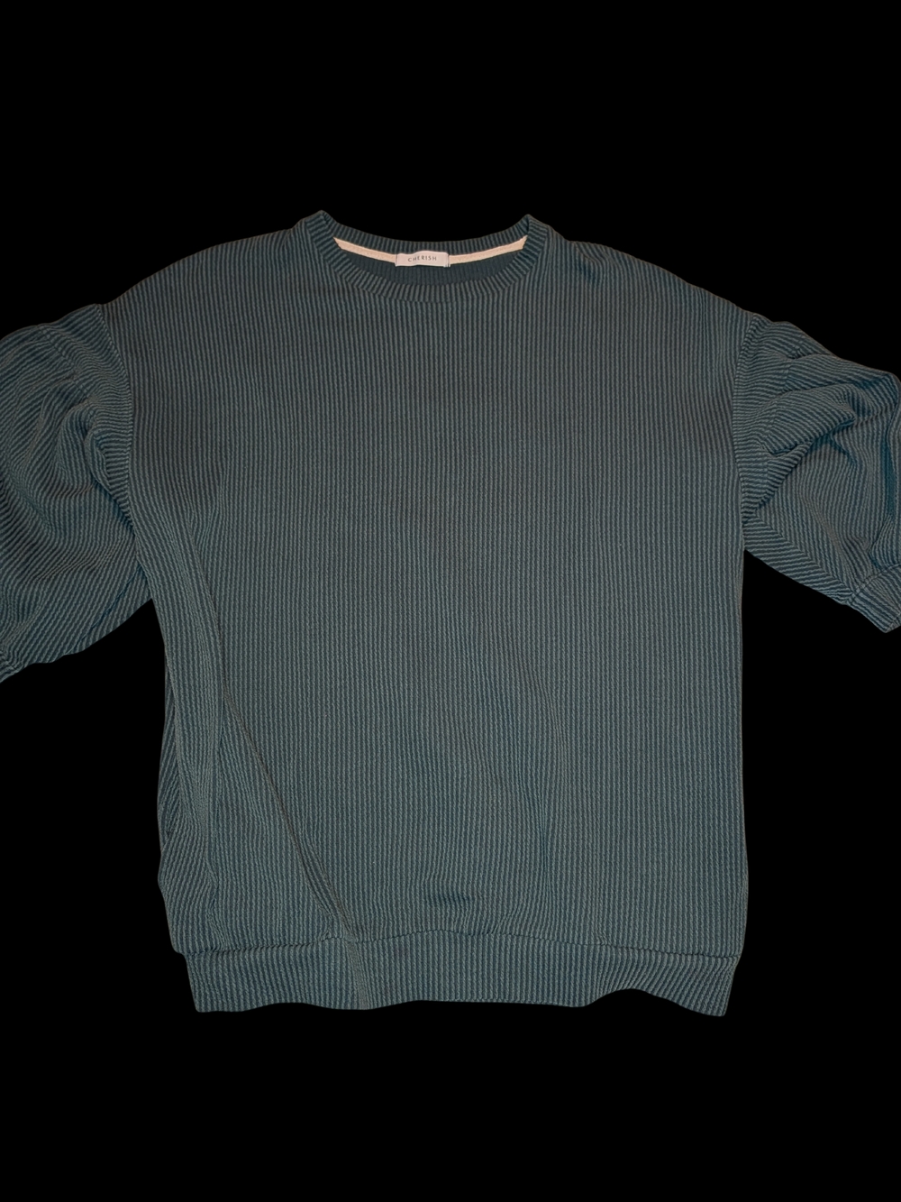 Cherish Teal Ribbed Crewneck Sweater